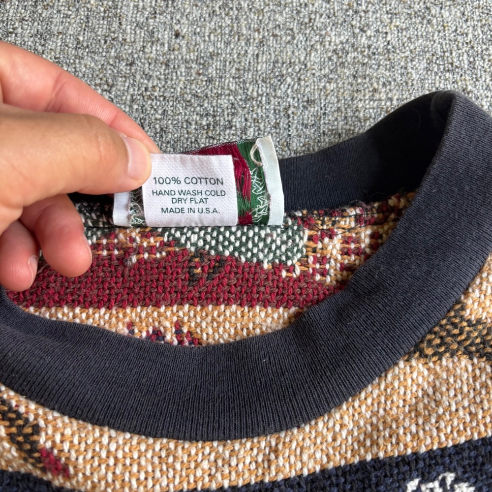 Sugar Street Weavers Sweater Unisex OS Tan Christmas Santa Reindeer Vintage USA - Picture 4 of 8